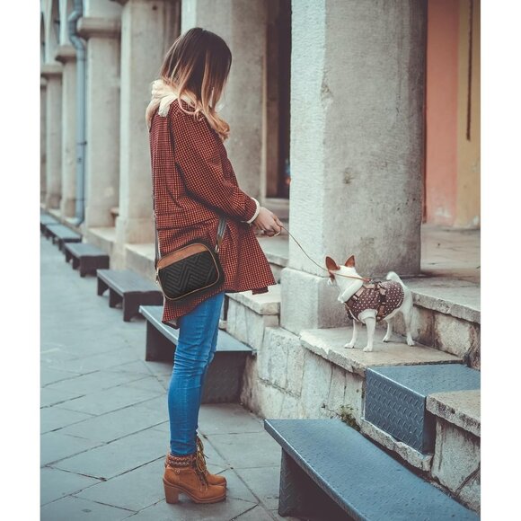 Bostanten Women Black Brown PU leather Quilted Crossbody Bags With Wide Strap - Picture 2 of 7